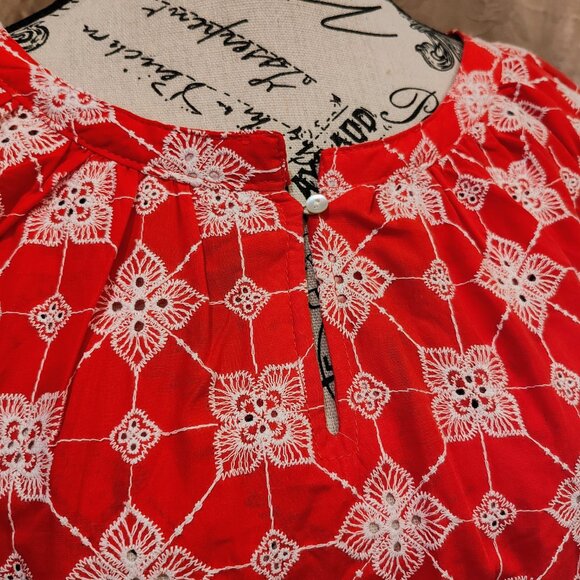 Ruby Rd. Red and White Blouse, Size Petite Large, Like New! - Picture 2 of 5